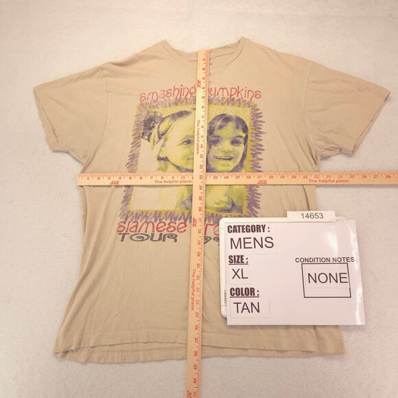 Smashing Pumpkins Band Graphic Crew Neck T Shirt Mens Size Extra Large XL Tan - Picture 5 of 9